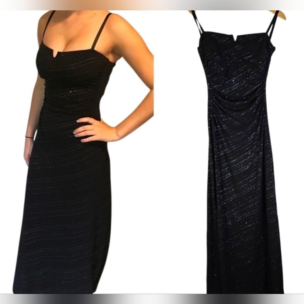 Jodi Kristopher Black Glitter Maxi Dress